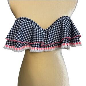 NWT Arizona Push Up Cup  Black and White Checkered Swimwear Top Size Large